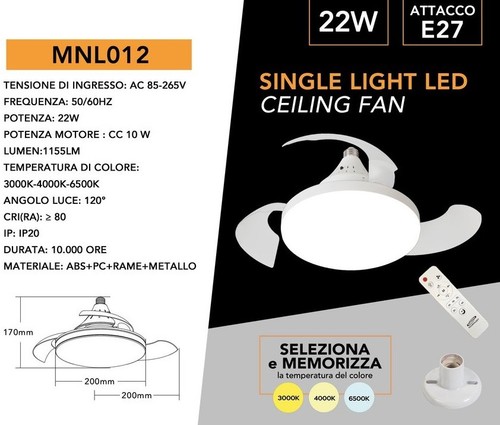 Lampada e27 ventilatore con - e27,